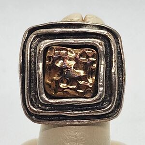 Vintage Chico's Etruscan Style Silver & Gold Adjustable Ring